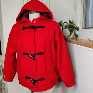 Woolrich Vintage Red Wool Hooded Women’s Jacket Size Medium